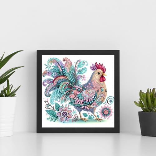Bloomthread Diamond Painting Kits for Adults – Partial Drill Chicken Diamond Art Painting Kits for Holiday Gifts and Home Decor 12x12 Inches