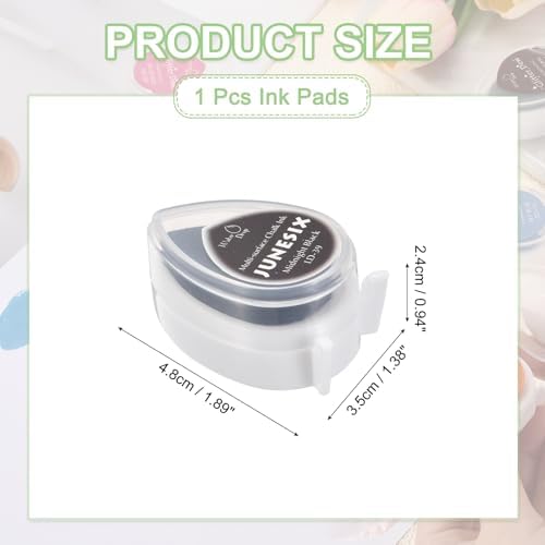 MECCANIXITY Pigment Ink Pads for Stamps, 1.9 x 1.4 Inch Water Drop Shape Embossing Craft Chalk Sticky Ink Pad Stamp for Wood, Fabric, Fingerprint, Scrapbook, DIY Card Making, Dark Black