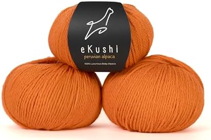 100% Baby Alpaca Yarn for Knitting & Crocheting - Set of 3 Skeins of Premium Yarn DK - Lightweight, Hypoallergenic & Thermal Peru Made - Ideal for Delicate Projects (RE784 - Burnt Orange)