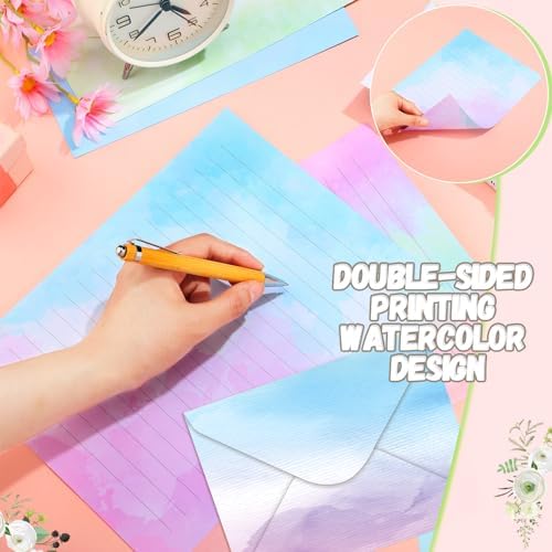 TaoBary 160 Pcs Watercolor Stationery Paper and Envelopes Set, 8.5 x 11''