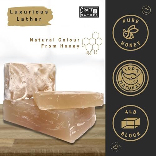 Craft & Nature 4 LB All Natural Clear Moisturizing Glycerin Melt And Pour Soap Base for Soap Making (4 Pound, Honey (Unscented))