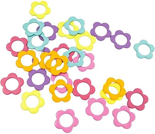 Hilsayum 60PCS Multicolor Stitch Markers Flower Shape Metal Ring Stitch Stoppers Mini Crochet Locking Markers with Wooden Storage Box (Multicolor)