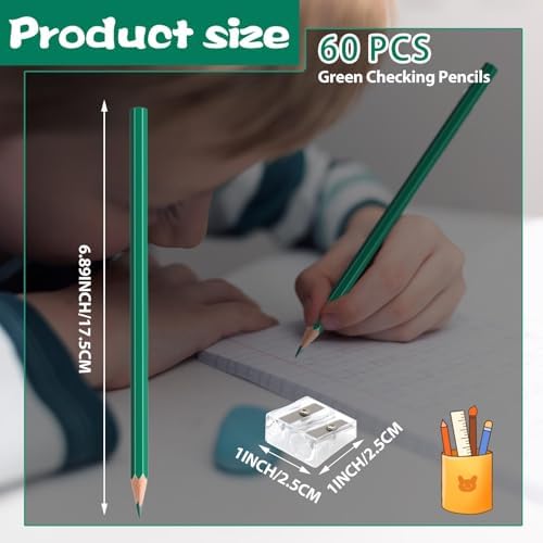 60 Pack Bulk Green Colored Pencils for Kids, Pre-sharpened Art Pencils Back to School Supplies Set, Drawing Sketching Pencils for Students, Teachers, Classroom