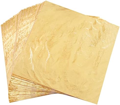 Gold Leaf Sheets, 100 pc 6.3" Gold Foil Paper for Arts Craft, Painting, Gilding, Slime, Nail Design, Furniture Decoration, Resin Jewelry Making