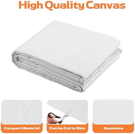 10oz Natural Cotton Blend Canvas Fabric, Duck Canvas Fabric, 60'' Wide for Arts & Crafts, Painting, Handmade Home Decor (White, 3 Yard)