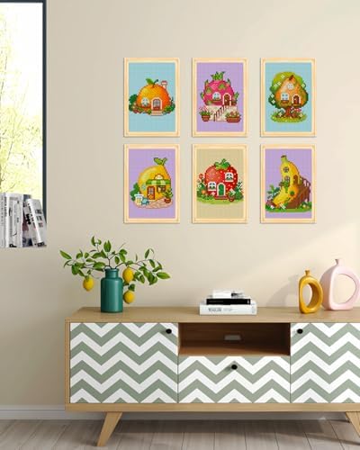 forever young Fruit Cottage Small Diamond Art Kits, 5x7 Inch Canvas
