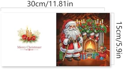 POETRYDRAW 6 Pack 5D DIY Diamond Art Painting Santa Claus Greeting Card Kit, Diamond Art Birthday Holiday Greeting Card, Crafts Kit Creative with Envelope