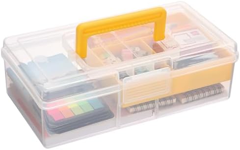 JUXYES Clear Art Craft Supply Storage Bin Sewing Box With Handle Lid