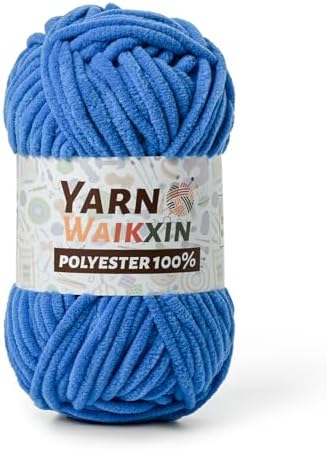 Blue Soft Chenille Yarn for Crocheting, Fluffy Chunky Crochet Yarn for Baby Blanket, (3.52oz/131yds) Fuzzy Velvet Yarn for Amigurumi&DIY Puzzle、Crafts、Scarf