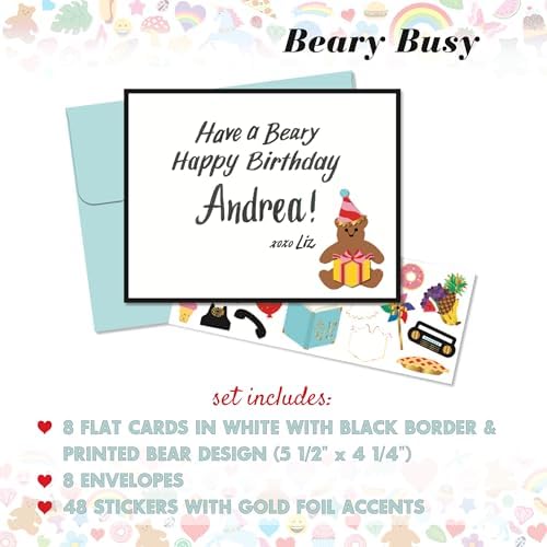 Mrs. Grossman's Design Your Own Sticker Notecards, Beary Busy