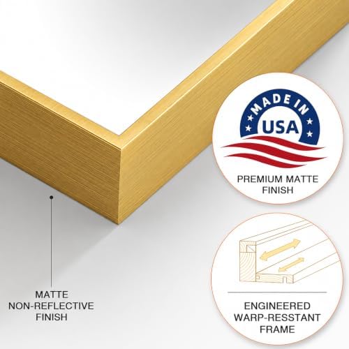Canvas Floater Frame for 1”–1.25”Deep Gallery Wrapped Canvas, Wood-Look Floating Frame Wall Artwork for Oil Paintings, Gallery Bedroom, Living Room, Studio, Made in USA (Champagne Gold,10x16)