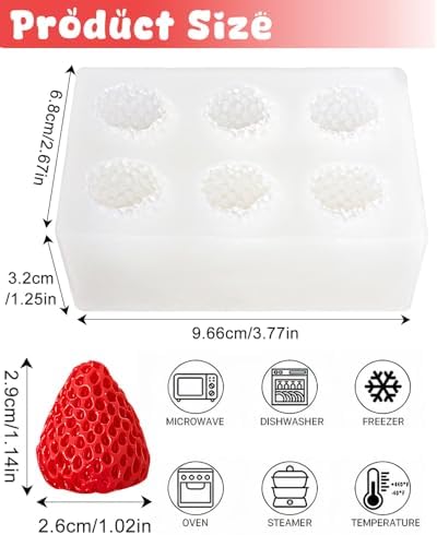 6 Cavity 3D Strawberry Silicone Mold, MINI Strawberry Mold