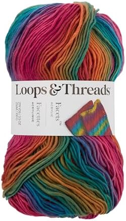 Loops & Threads Facets Yarn - Yarn for Knitting, Crochet, Weaving, and Arts & Crafts - Multi, Acrylic, 3.5 oz
