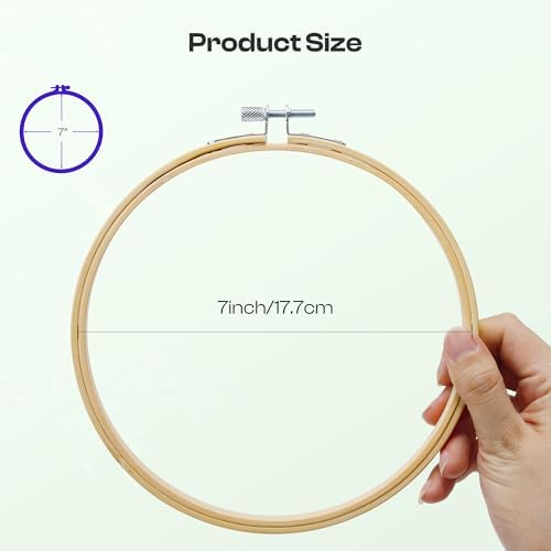 Caydo 6 Pieces 7 Inch Embroidery Hoop with Metal Screw