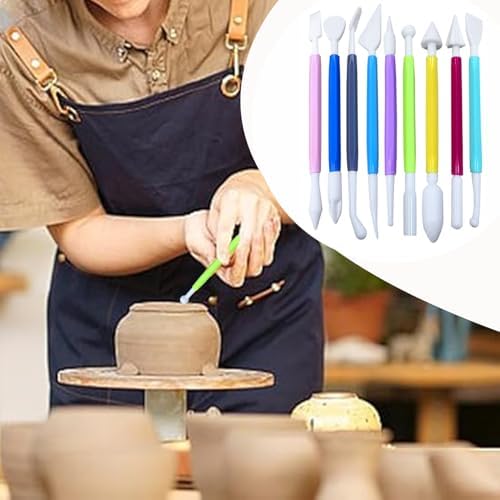 9 Pcs Clay Sculpting Tools Set, Double-Ended Plastic Air Dry Clay Tool Kit, Clay Tool for Pottery, Polymer, Air Dry Clay, Ceramic, Modeling, Shaping, DIY Crafting