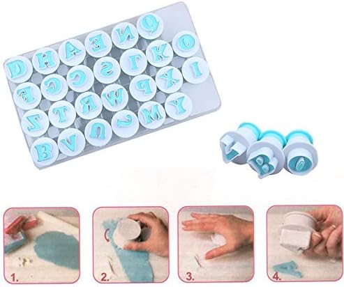 Hoypeyfiy 26PCS/Set Cookie Stamp Impress Cookie Cutters Alphabet Letter and Number Cake Biscuit Mold Shape DIY Cookie Biscuit Alphabet Cake Tool Embosser Cutter (Upper Case Shape)