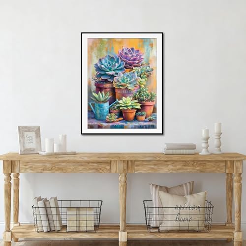 Amaieuin Succulent Adult Paint by Numbers,Canvas Paint by Numbers for Adults,Succulent Paint by Number Adult for Home Decor Gifts 16x20in