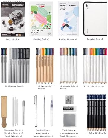 Four Candies 85 Pack Sketching Kit for Artist Gifts & Art Supplies
