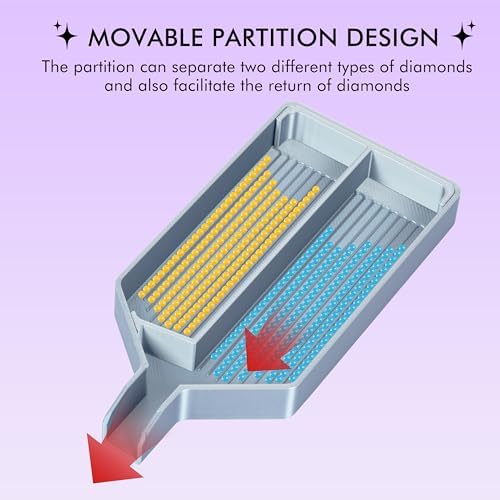 Diamond Art Trays with Lids, Multi-Color Partitioned Diamond Painting Tray, Suitable for 5D Diamond Dots, Silky Silver