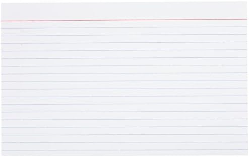 Amazon Basics Ruled Lined Index Cards for Studying and Note Taking, White, 5" x 8", 500 Count (5 Pack of 100)