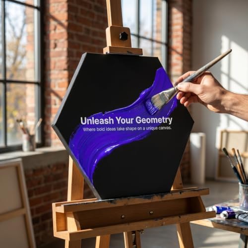 SHINEOFI 2pcs Hexagon Canvas Boards Black Artist Painting Panels for Oil Acrylic Art Ready to Hang Unique Geometric Frames for Home Office Gallery Decoration