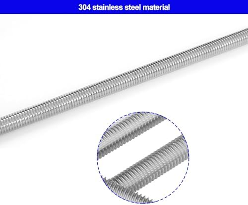 Stainless M4 Threaded Rod with Hex Nuts, 14" for Hangers & Garden Stakes
