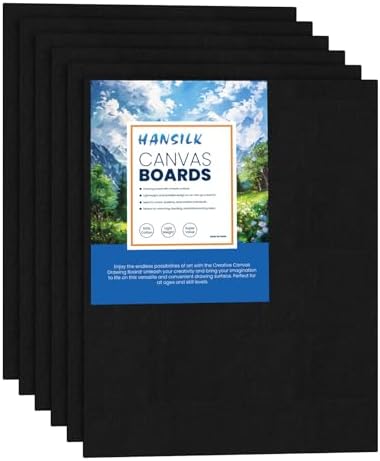Black Canvases for Painting pk 8 * 10 Pre Primed 100% Cotton White Blank Canvas Boards for PaintingPaint Canvas Panels for Acrylic Oil Watercolor Tempera Paints (Black, 8 * 10)