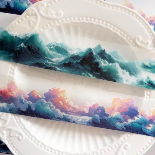 PET Tape Stickers for Scrapbooking Supplies, Wave Journal Stickers for DIY