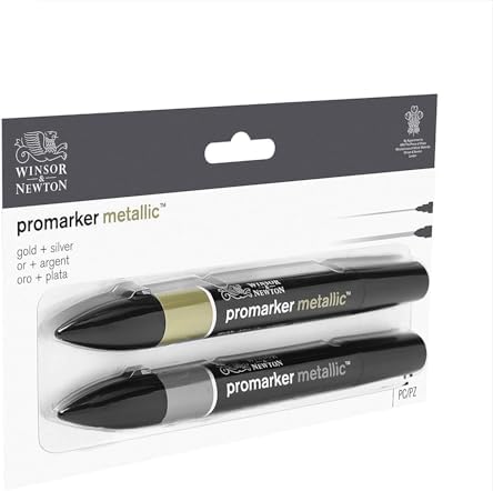 Winsor & Newton Promarker Metallic, Set of 2, Gold and Silver