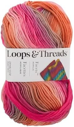 Loops & Threads Facets Yarn - Yarn for Knitting, Crochet, Weaving, and Arts & Crafts - Lollipop, Acrylic, 3.5 oz