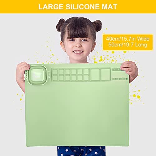 Silicone Painting Mat, Art Mat with Cup and Paint Brush Cleaner Tool