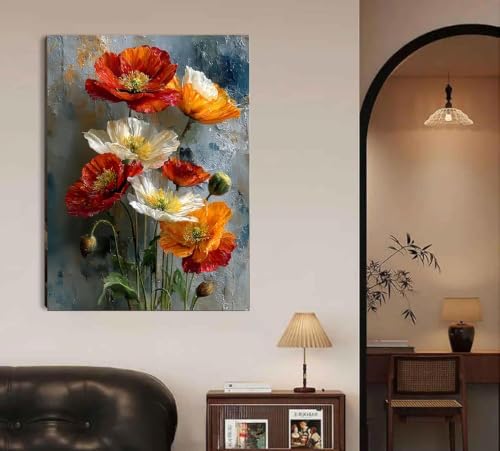 Square Diamond Painting Art Kits, Flowers DIY Square Diamond Art Home Decor