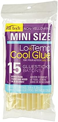 AdTech Ultra Low Temp Cool Glue Sticks, Mini 4-Inch – 15-Pack for Safe Crafting & DIY, Fast Bonding, Ideal for Delicate Materials, Fits Low Temp Mini Glue Guns, Made in USA