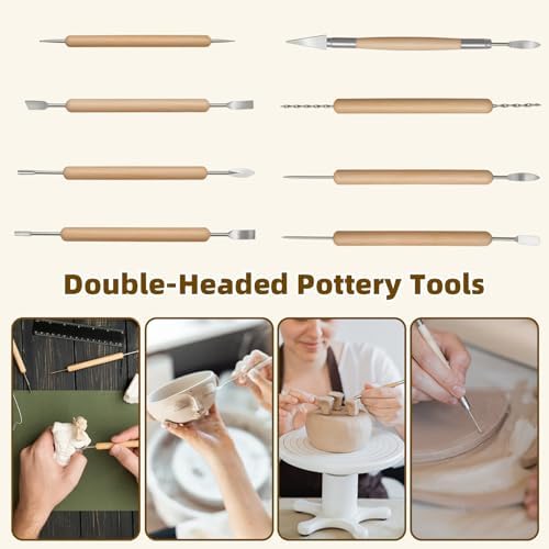 31 Pcs Clay Tools, Pottery Tools for Polymer Clay Air Dry Clay Sculpting Tools Kit for Carving, Stippling, Molding, Shaping Clay Crafts, Pottery Kit with Bag for Beginners Expert Artists DIY Hobbyists