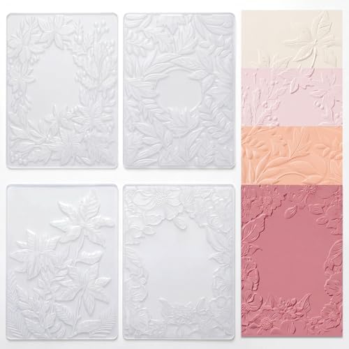 4 Pcs Geiseralie Embossing Folders for Card Making,Elegant Style