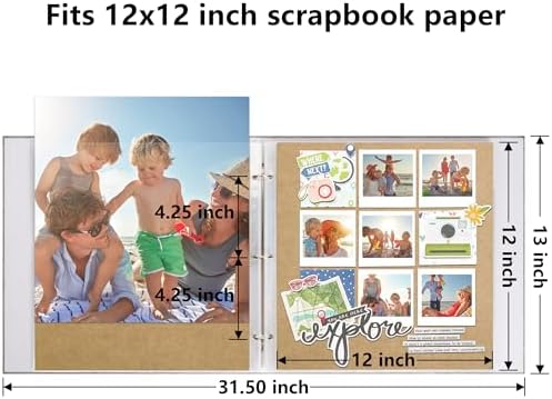 Vienrose Scrapbook Photo Album,12x12 Inch,3 Ring Binder,Off White,100 Pages