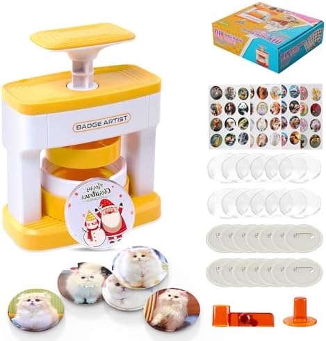Button Maker Machine 55mm/2.16in, Pin Maker Machine Kit for Kids, Orange
