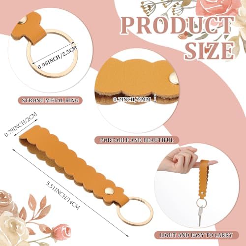 Scalloped PU Leather Keychain Blanks Laser Engraving