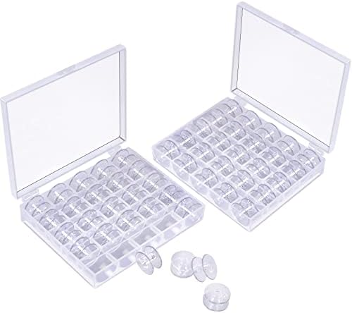 50 Pcs Bobbins, Plastic Bobbins for Brother Sewing Machine, Sewing Bobbins with Bobbin Case, Bobbin for Sin-ger/Bro-Ther, Bobbins for Singer Sewing Machine