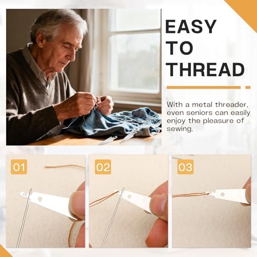SHWAKK 37 PCS Travel Sewing Kit, Big Eye Steel Sewing Needle Threader Kit
