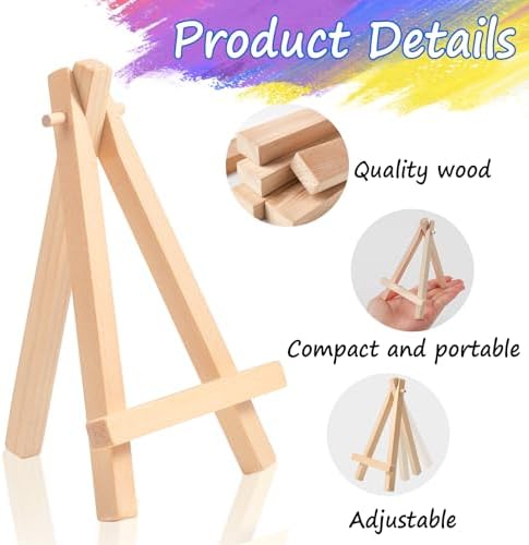 16 Pcs 5 Inch Mini Wood Display Easel, A-Shaped Small Wood Easel for Displaying Small Canvases, DIY Crafts, Photos, Gift, Home Decoration