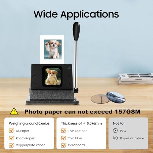 Fridge Magnet Paper Cutter, 2''x2''/50x50mm Square Button Cutter Die Cutter, Heavy-Duty Paper Card Cutter Punch for Cards, Badges, Cartoon Buckles, Photo Frames