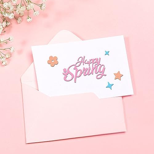 Hying Happy Thanksgiving Words Cutting Dies for Card Making, Happy Birthday Letters Die Cuts Spring Flowers Stars Dies Stencils Embossing Template for Craft Scrapbooking DIY Photo Album Decorations