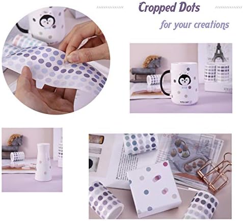 YUBBAEX Morandi 5/16" Dot Washi Tape Round Stickers 1250 Dots Stickers for Journal Planner Scrapbooking 2 3/8" x 10‘ (Genial)