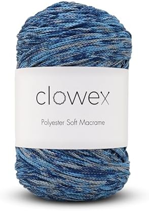 Polyester Soft Macrame Cord 2.5-3mm, 191 Yards x 1/9 inc Turkish Polyester Rope, Braided Macrame Yarn for DIY Crafts, Plant Hanger, Wall Hanging, Macrame Bag (25-Dark Light Blue, 1 Ball)
