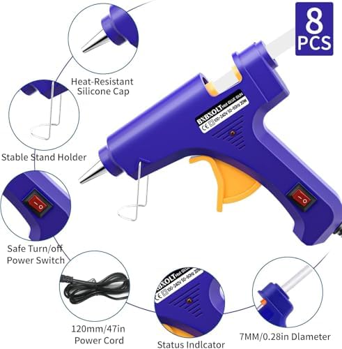 Mini Hot Glue Gun Set for Class Project, Small Glue Gun Hot Melt Arts Craft DIY Glue Gun for Crafts School DIY Arts Home Quick Repairs (Multicolored 8 Pieces)