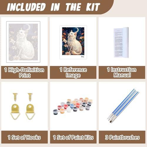 XTCIXAL Cat Paint by Numbers Kit for Adults, 16X20 Inch