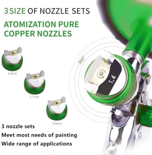 HVLP Spray Gun with 10Pcs Disposable 600ML Paint Cups & 3 Nozzles for Car