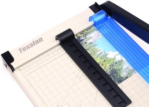 Inch Scale Cutting Plate 12" Paper Cutter – Solid Metal Base, Sharp Blade for Trimming Photos, Cards, Labels – 12-Sheet Capacity – Ideal for Office, School, Home Use (White)