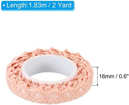 PATIKIL 0.6" Wide 2 Yards Self-Adhesive Lace Tape Lace Ribbon, 3 Pack Cotton Washi Trim Sticker Masking for Craft Scrapbooking DIY Card Making, Apricot Pink